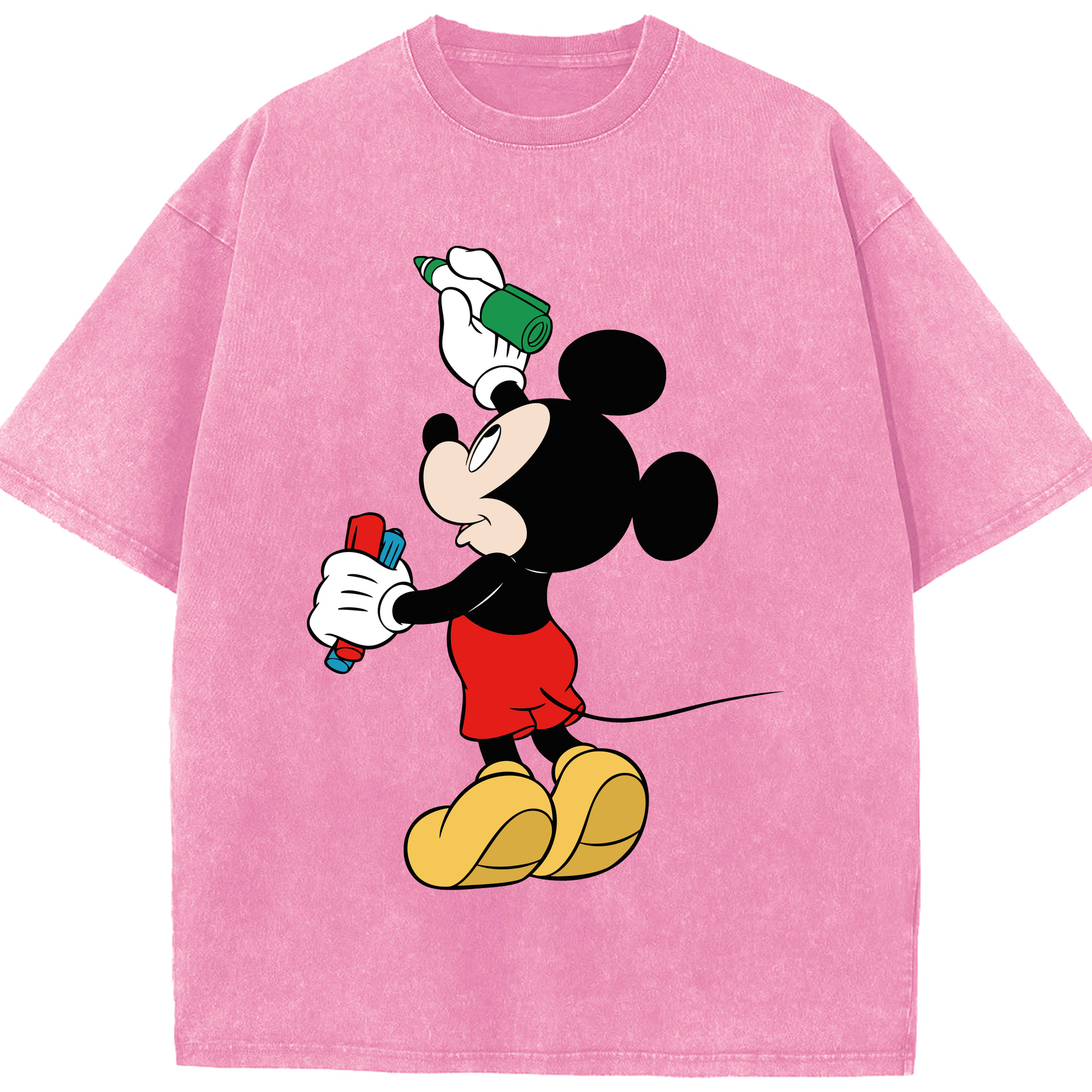 （画像用） ミッキーマウス Mickey Mouse 綿100% ヴィンテージ風 半袖Tシャツ（フロントプリント）